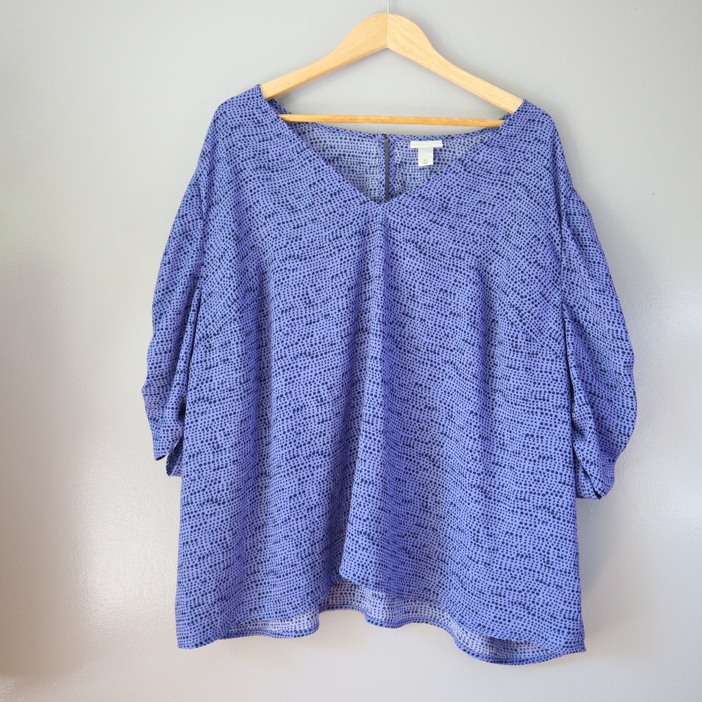Ava&Viv Blouse with Ruched sleeves Blue